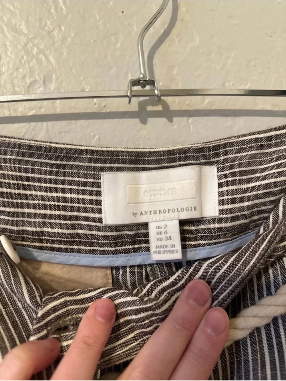 Anthropology Wide-Leg Striped Linen-Blend Pants in Gray Sz 2 - Picture 8 of 8